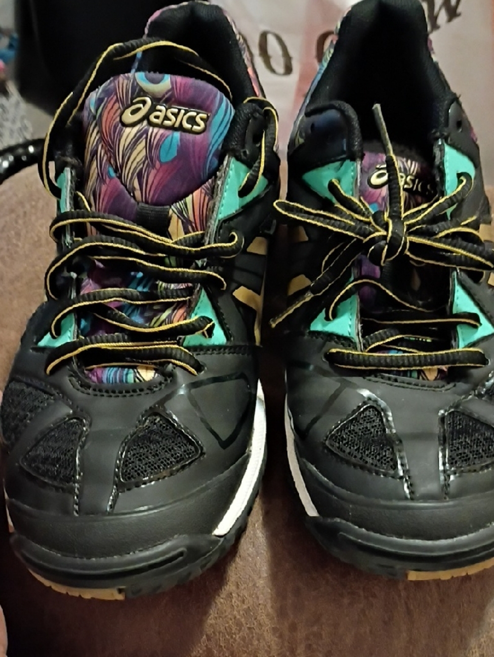 ASICS Kids Black Sneakers with Teal and Purple Accents